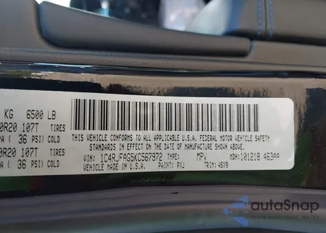 2019 Jeep Grand Cherokee Upland 4X4 from USA, damaged, VIN 1C4RJFAG5KC567972